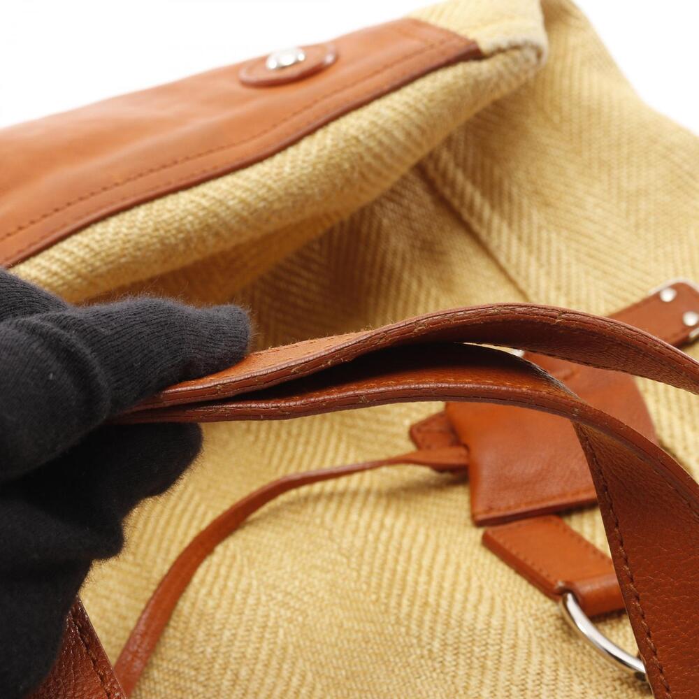 SAINT LAURENT Yves Rive Gauche Downtown Bag leather raffia yellow brown - Picture 8 of 8